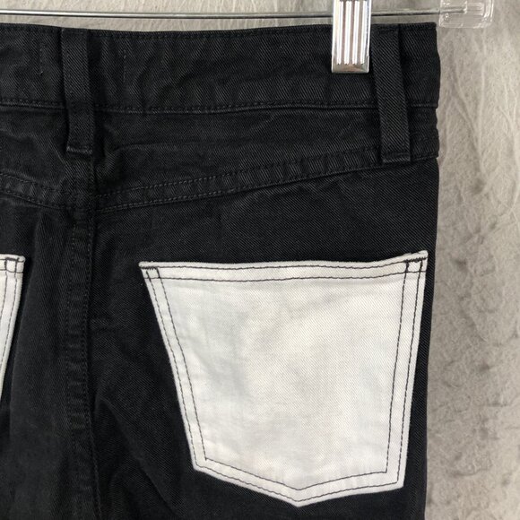 Staud Jeans Womens 27 Black Denim Contrast White Pockets Designer Tapered USA - Picture 15 of 16